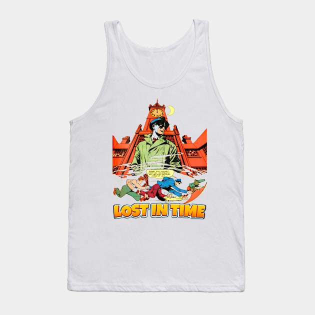 Lost In Time Midnight Comic Style vs Bullets Balow Retro Vintage Comic Tank Top by REVISTANGO